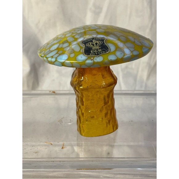 Bo Borgstrom Åseda Ebeling Reuss Sweden Hand Blown Glass Mushroom-3.0 inch - Picture 1 of 7